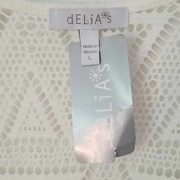Delia's White Open Weave Crop Top in Size Large - Picture 2 of 10